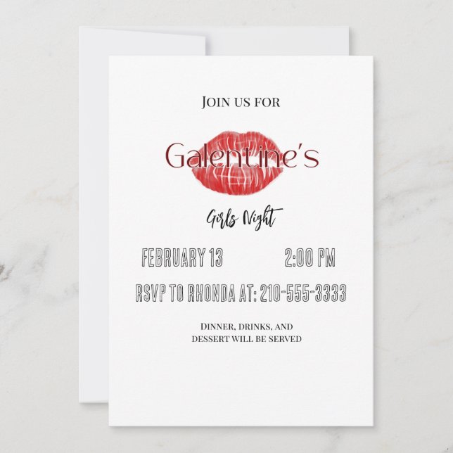 Lip Print Galentine’s Invitation (Front)