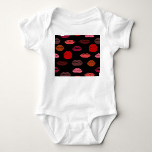 Lip print, red pink kisses. baby bodysuit