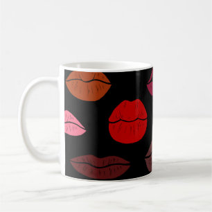 Lip print, red pink kisses. coffee mug