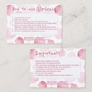 Lip product distributor application instructions business card