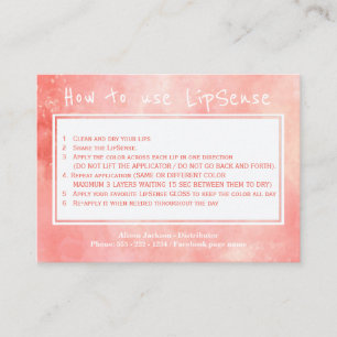 Lip product distributor application instructions business card