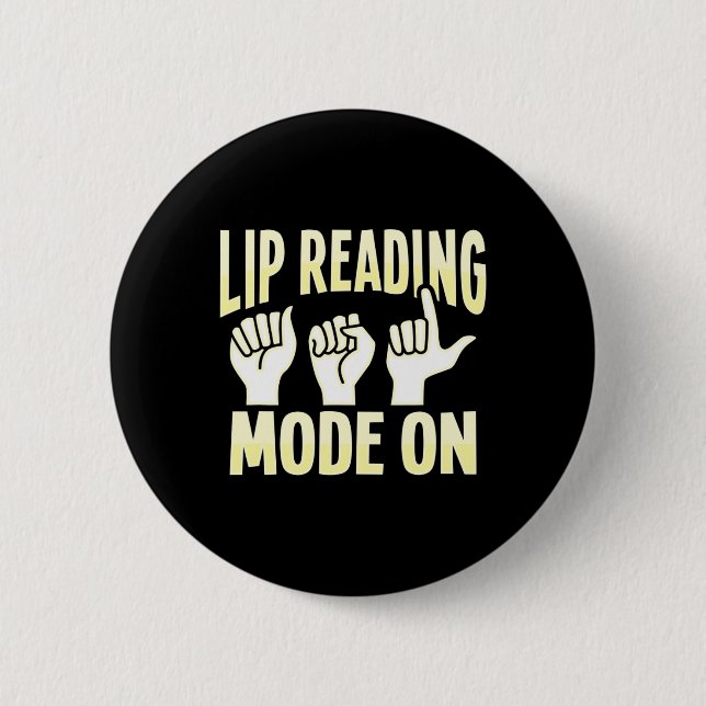 Lip Reading Asl Hand Gesture Deaf Hearing Loss Awa 2 Inch Round Button (Front)