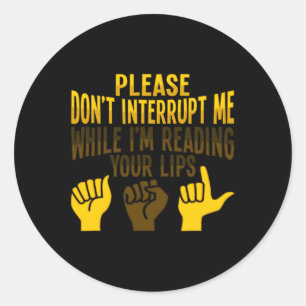 Lip Reading ASL Hand Gesture Deaf Hearing Loss Awa Classic Round Sticker