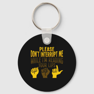 Lip Reading ASL Hand Gesture Deaf Hearing Loss Awa Keychain