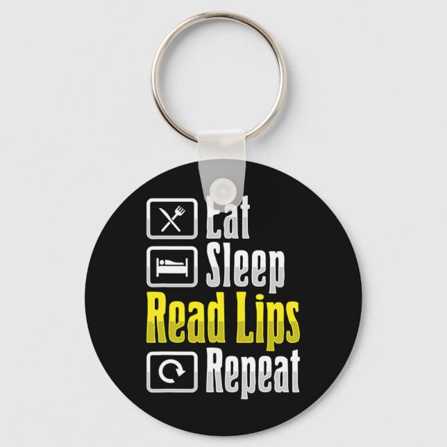 Lip Reading ASL Hand Gesture Deaf Hearing Loss Awa Keychain (Front)