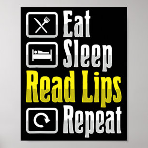 Lip Reading ASL Hand Gesture Deaf Hearing Loss Awa Poster