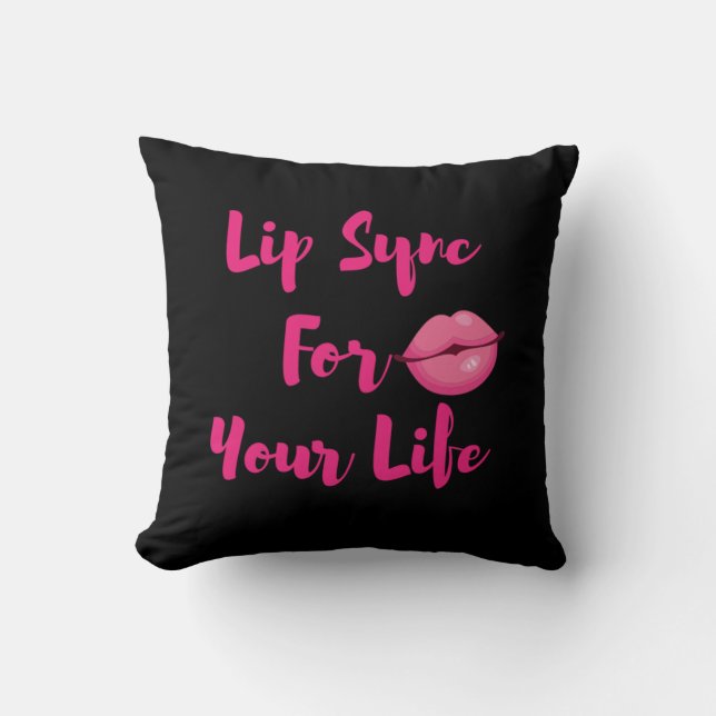 Lip Sync For Your Life Tote Bag Throw Pillow (Front)