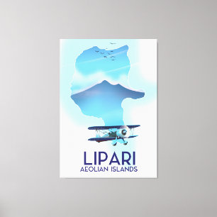 Lipari Aeolian Islands map Canvas Print