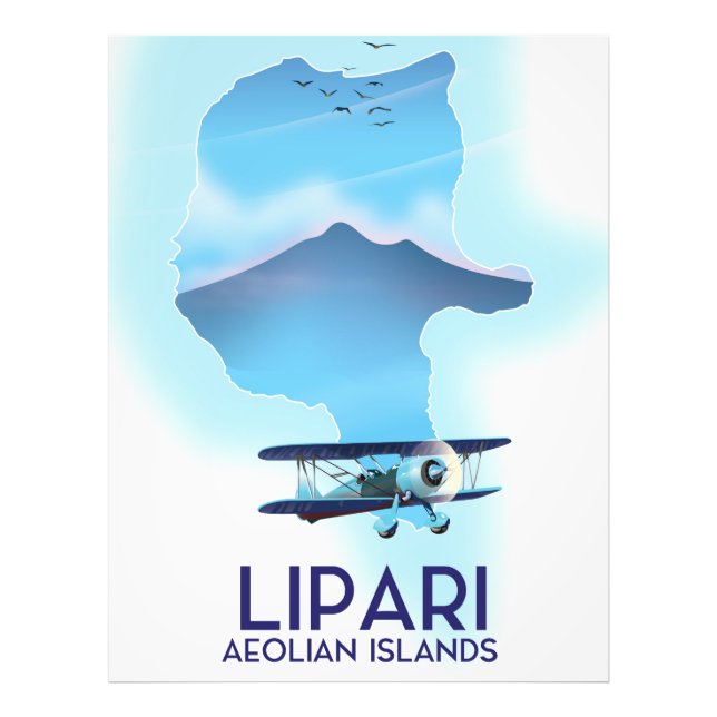 Lipari Aeolian Islands map Photo Print (Front)