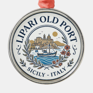 Lipari Old Port Italy Metal Ornament