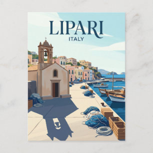 Lipari Old Port Italy Postcard