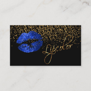 Lipcolor with Gold Confetti & Blue Lips Business Card