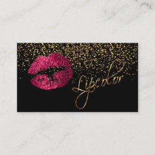 Lipcolor with Gold Confetti & Hot Pink Lips Business Card