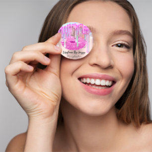 Lipgloss Makeup Drips Packaging Pink Drips Rose  Classic Round Sticker