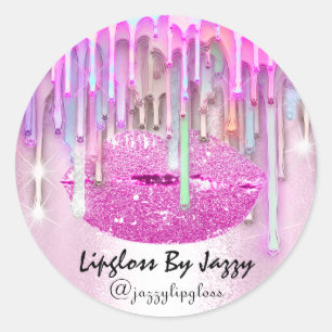 Lipgloss Makeup Drips Packaging Pink  Very Glam Classic Round Sticker