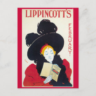 Lippincott's February Art Nouveau Advertisement Postcard