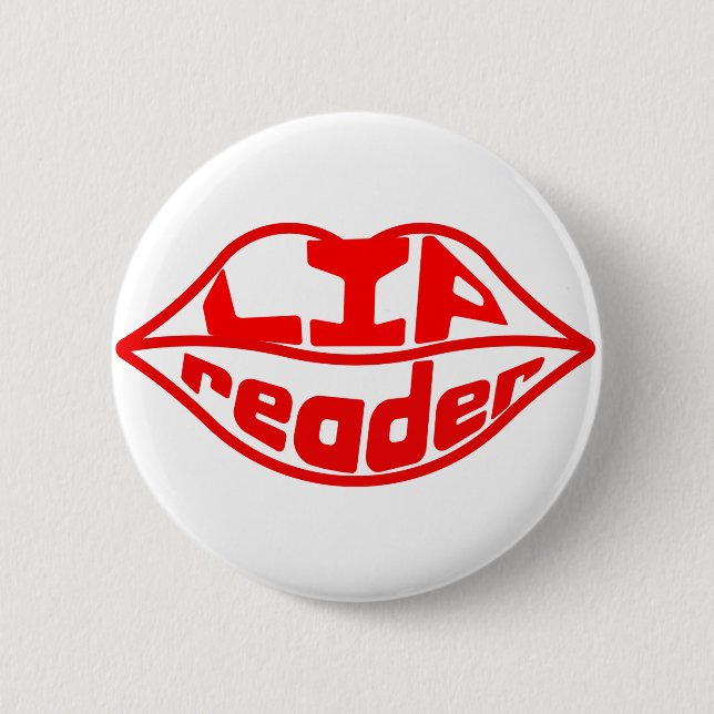 Lipreader badge deaf hearing deafness lipread lips 2 inch round button (Front)