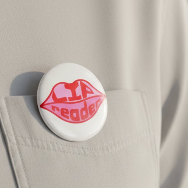 Lipreader badge deaf hearing deafness lipread lips 2 inch round button (Creator Uploaded)