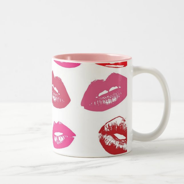 lips-220184 BEAUTY FASHION KISSES LIPS  glossy red Two-Tone Coffee Mug (Right)
