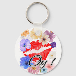 Lips and flowers keychain