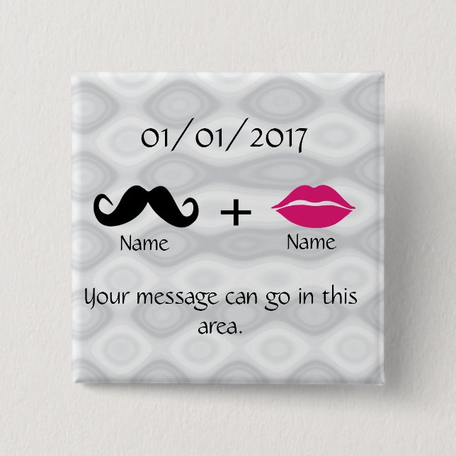 Lips and Moustache 2 Inch Square Button (Front)