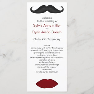 lips and moustache mod wedding program