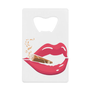 Lips and Smoking Credit Card Bottle Opener