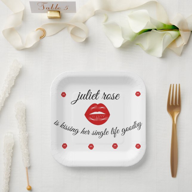 Lips Bachelorette Party Paper Plate (Wedding)