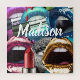 Lips Elegant Stylish Bad Girl Custom Personalized Jigsaw Puzzle