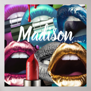 Lips Elegant Stylish Bad Girl Custom Personalized Poster