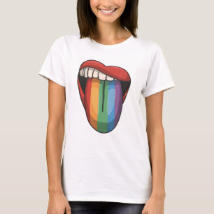 Lips gay pride lgbt rainbow colourful flag T-Shirt