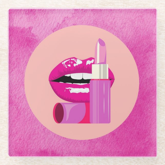 Lips Glass Coaster (Front)