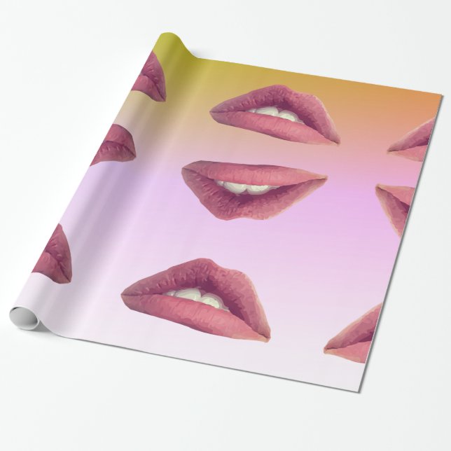 Lips Glossy Wrapping Paper, 30 in x 6 ft Paper (Unrolled)