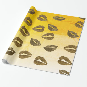 Lips Gold Foil Wrapping Paper