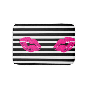 Lips, hot pink lips, pink lips, make up art, lips bath mat