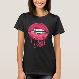 Lips I Love You Kiss Pink Blood Artwork T-Shirt