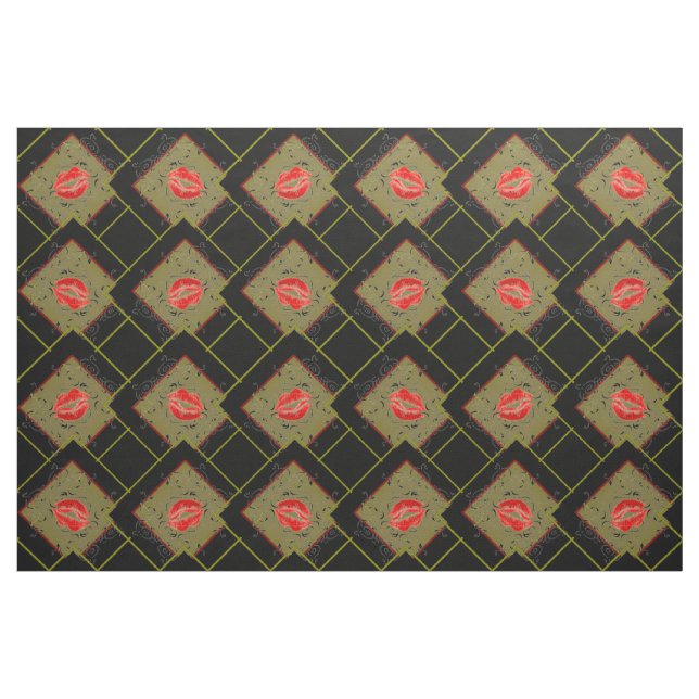 Lips in Blocks Fabric (Fat Quarter)