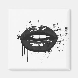 Lips kiss fashion glamour beauty black and white magnet