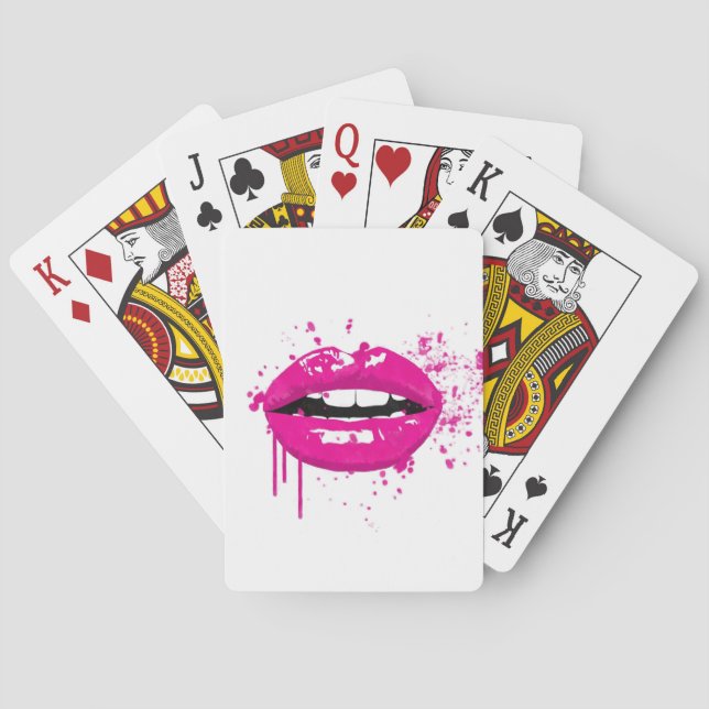 Lips kiss makeup glamour fashion beauty pink playing cards (Back)