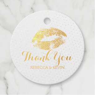Lips kiss with Thank you text Favour Tags