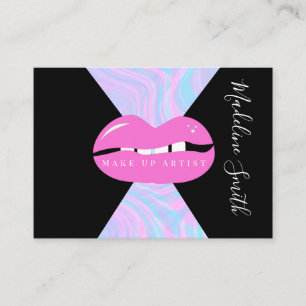 Lips Marble Abstract Pink Makeup Artist Business Card