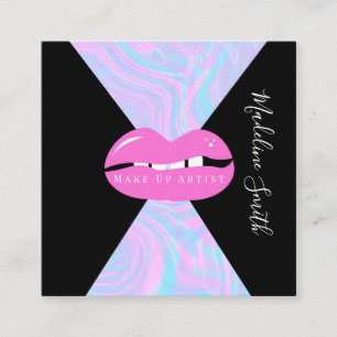 Lips Marble Abstract Pink  Makeup Artist   Square Business Card
