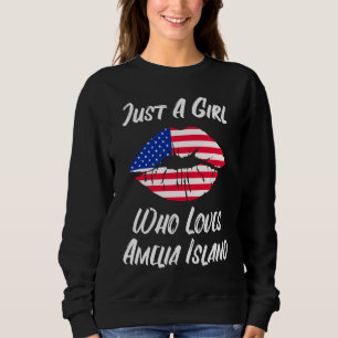 Lips Mouth Love American Flag Amelia Island Sweatshirt