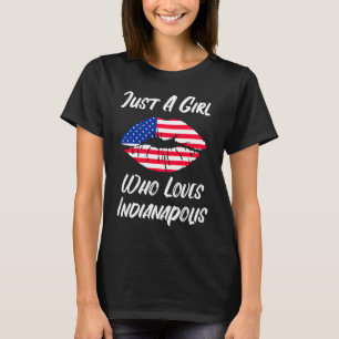 Lips Mouth Love American Flag Indianapolis T-Shirt