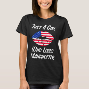 Lips Mouth Love American Flag Manchester T-Shirt