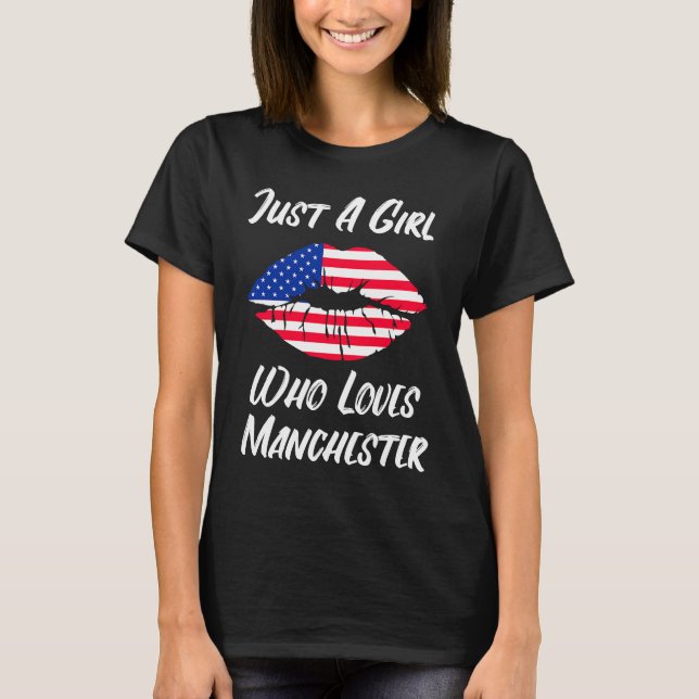 Lips Mouth Love American Flag Manchester T-Shirt (Front)