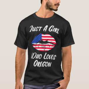 Lips Mouth Love American Flag Oregon T-Shirt