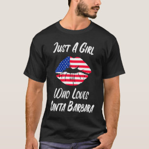 Lips Mouth Love American Flag Santa Barbara T-Shirt
