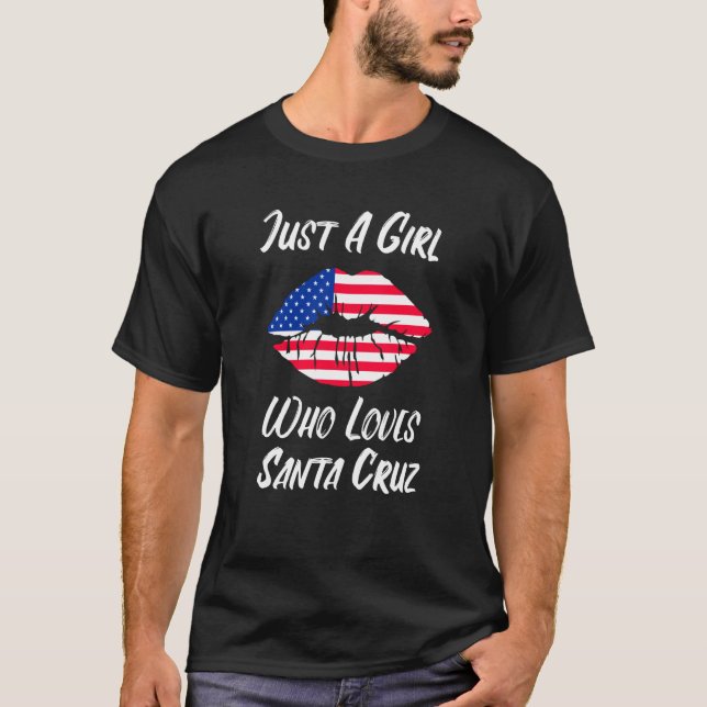 Lips Mouth Love American Flag Santa Cruz T-Shirt (Front)
