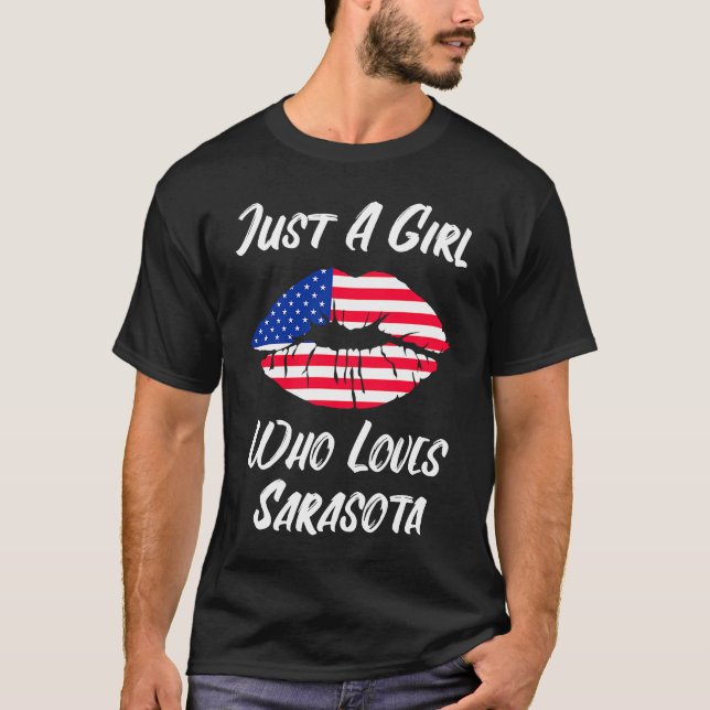 Lips Mouth Love American Flag Sarasota T-Shirt (Front)